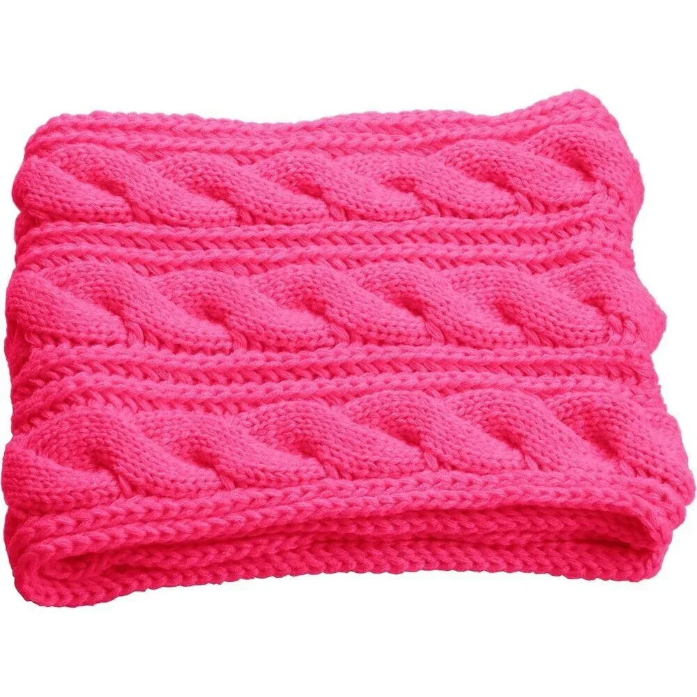 Women's Hot Pink Thick Ribbed Knit Winter Infinity Circle Loop Scarf